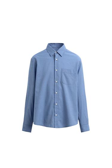 CHECK SHIRT WITH POCKET - Blue/White by Zara