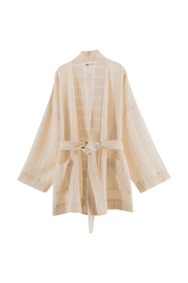 STRIPED TEXTURED KIMONO