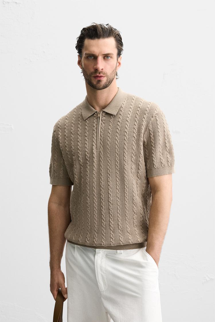 BRAIDED TEXTURED POLO SHIRT