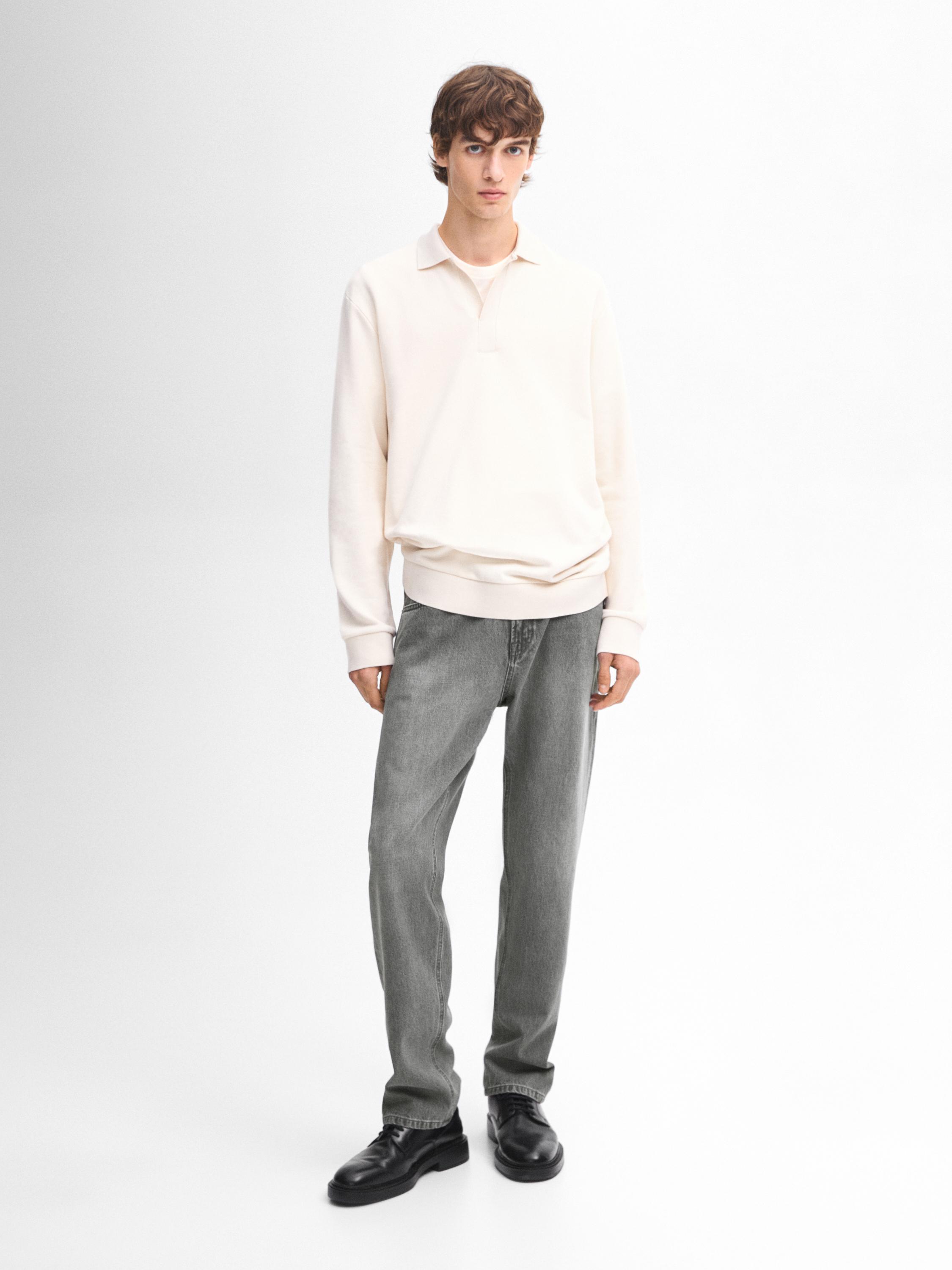 Zara cashmere beige long sleeve polo deals