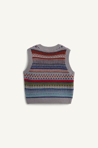 GILET EN MAILLE GRECQUE AVEC LAINE ÉDITION LIMITÉE - Multicolore de Zara - Image 3