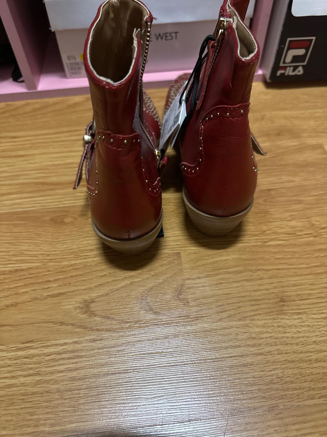 LEATHER RED WINE COWBOY BOOTIES - Image 3