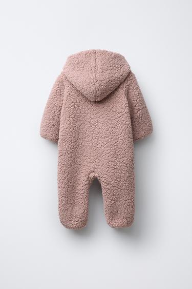 FAUX SHEARLING FLEECE ONE-PIECE SUIT - Dusty pink by Zara - Image 1