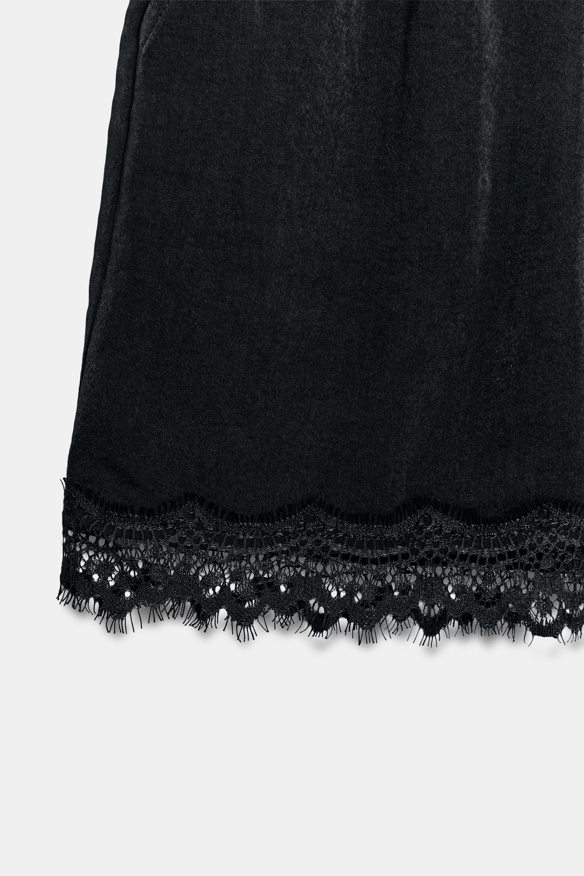 LACE TRIM SATIN SHORTS