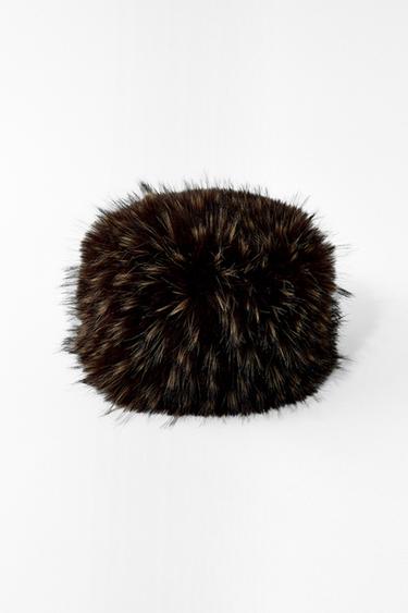 Zara FAUX FUR HAT - Brown