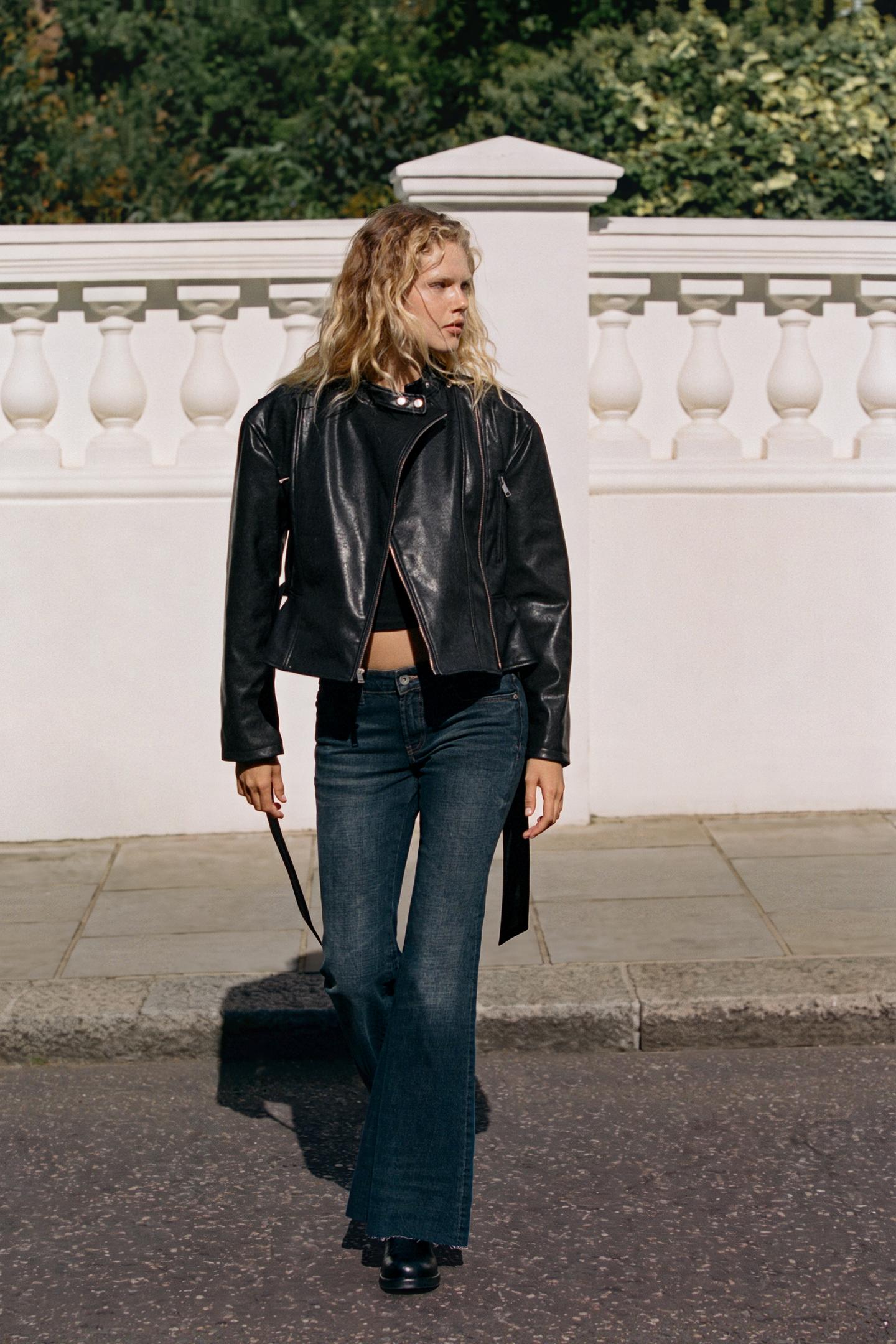 Женская куртка Zara Faux Leather Belted Biker, цвет: Чёрный — фото 1