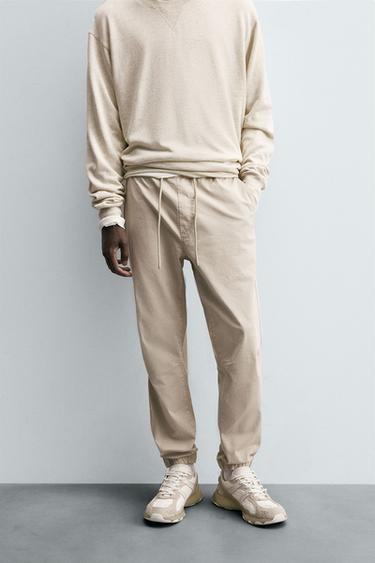 SLIM FIT JOGGER WAIST TROUSERS - Stone by Zara