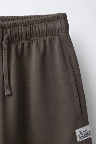 Zara STRAIGHT INTERLOCK PLUSH PANTS - Brown