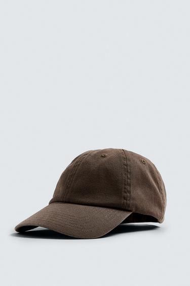 Zara WASHED CAP - Dark brown