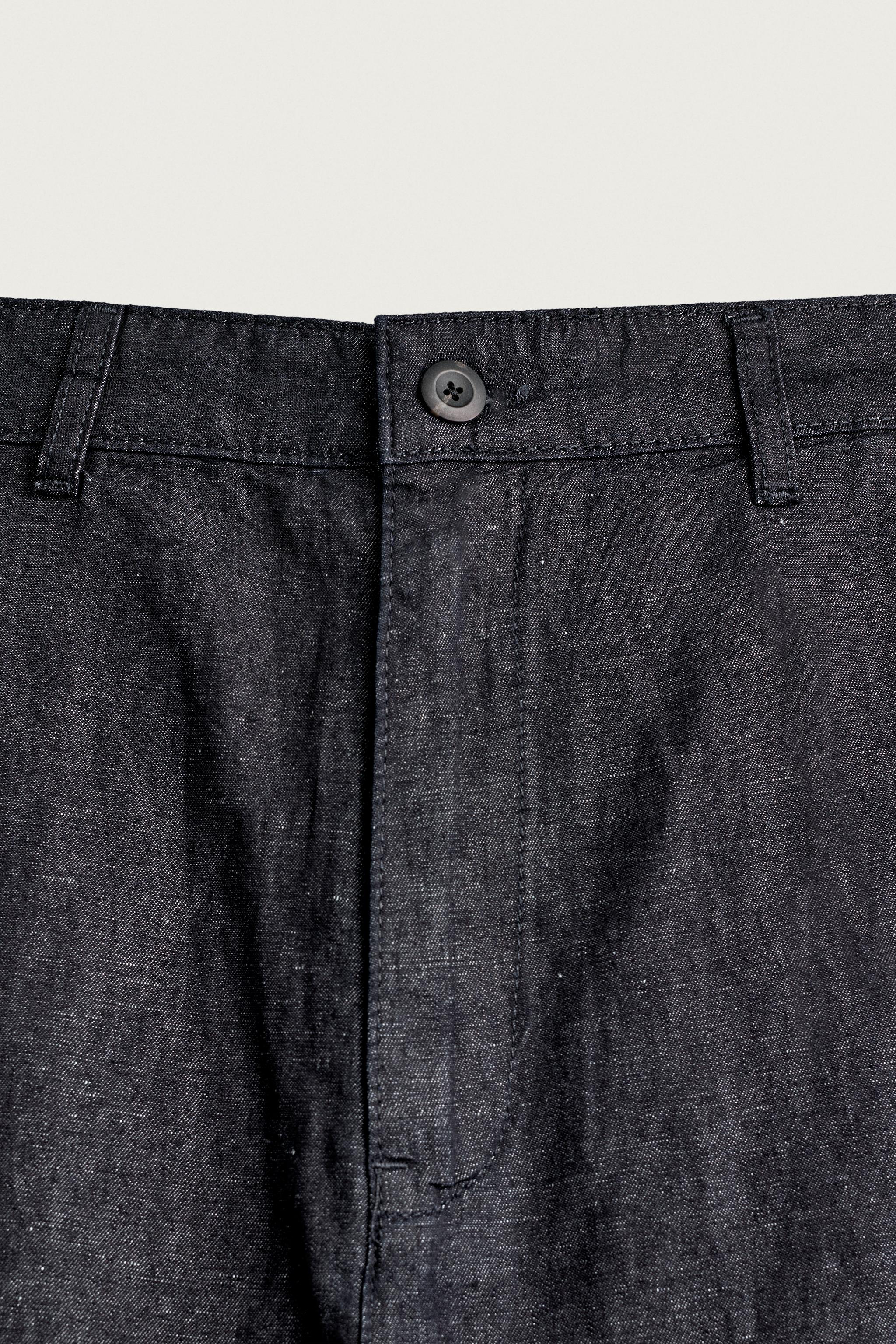 Мужские джинсы Zara LIGHTWEIGHT COTTON-LINEN DENIM CHINO PANTS — фото 7