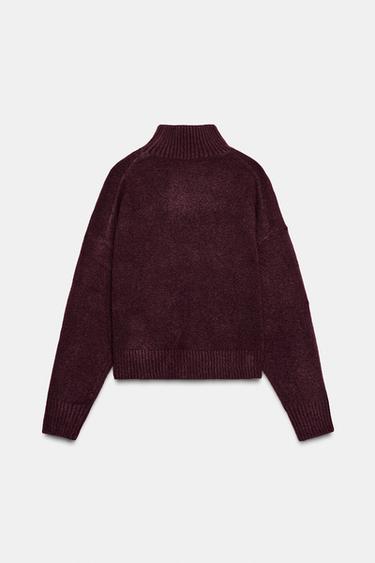 PULL EN MAILLE DOUCE À COL MONTANT - Bordeaux de Zara - Image 4