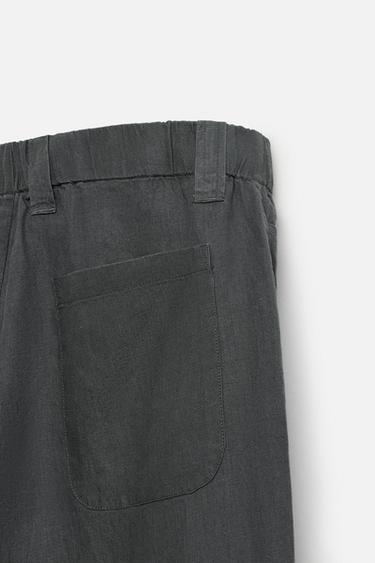 100% HEMP RELAXED FIT TROUSERS - Anthracite grey by Zara - Image 7