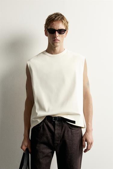 COMPACT RIBBED TANK TOP - Ecru by Zara
