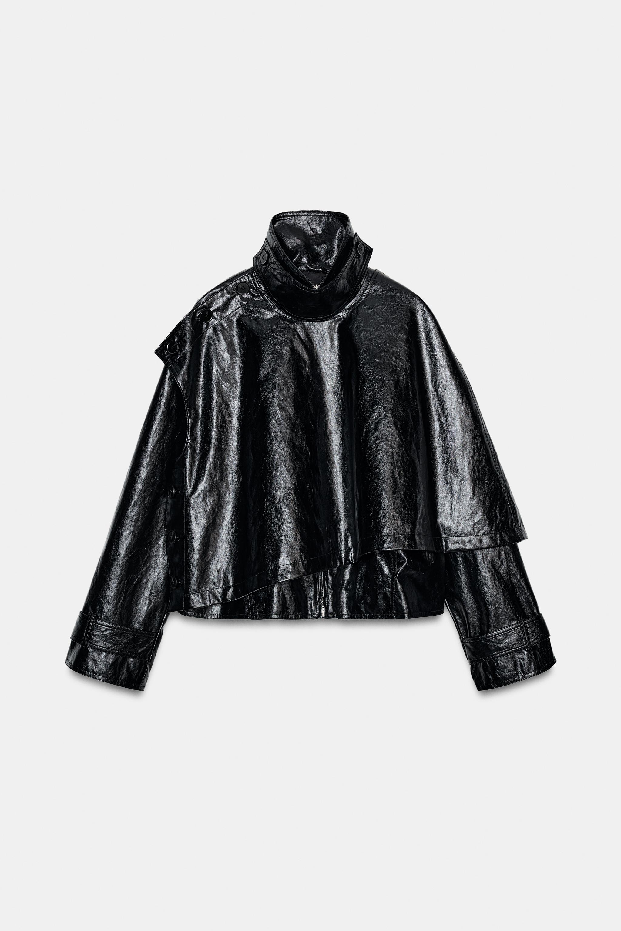 FAUX LEATHER JACKET WITH SCARF ZW COLLECTION - Black | ZARA Canada