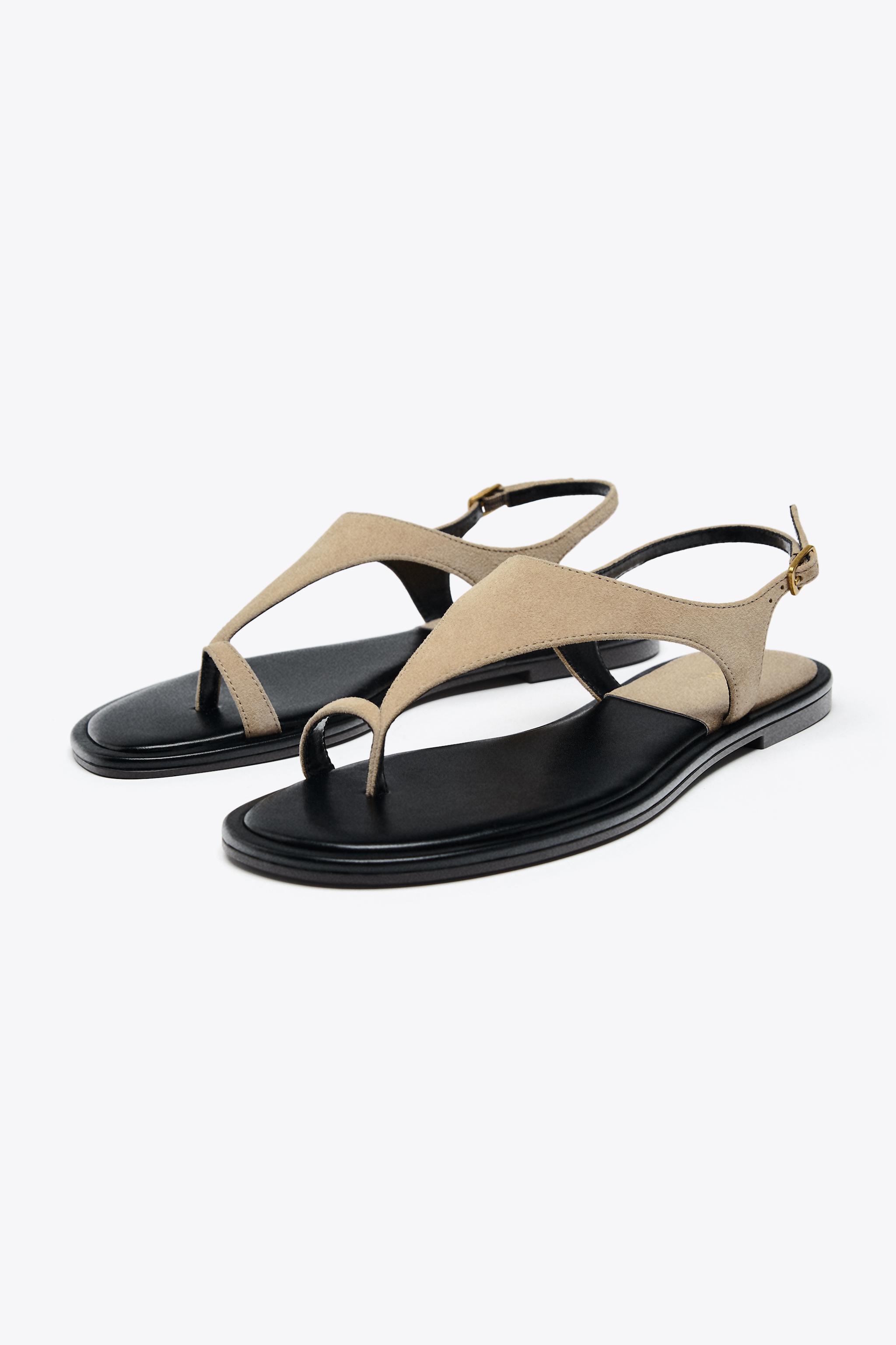 ZARA スエード トングサンダル 1600/510 スエード トングサンダル - トープグレー | ZARA Japan / 日本