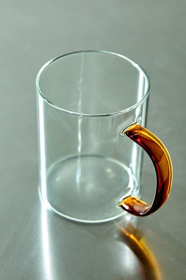 Zara BOROSILICATE GLASS MUG WITH COLORED HANDLE - Orange