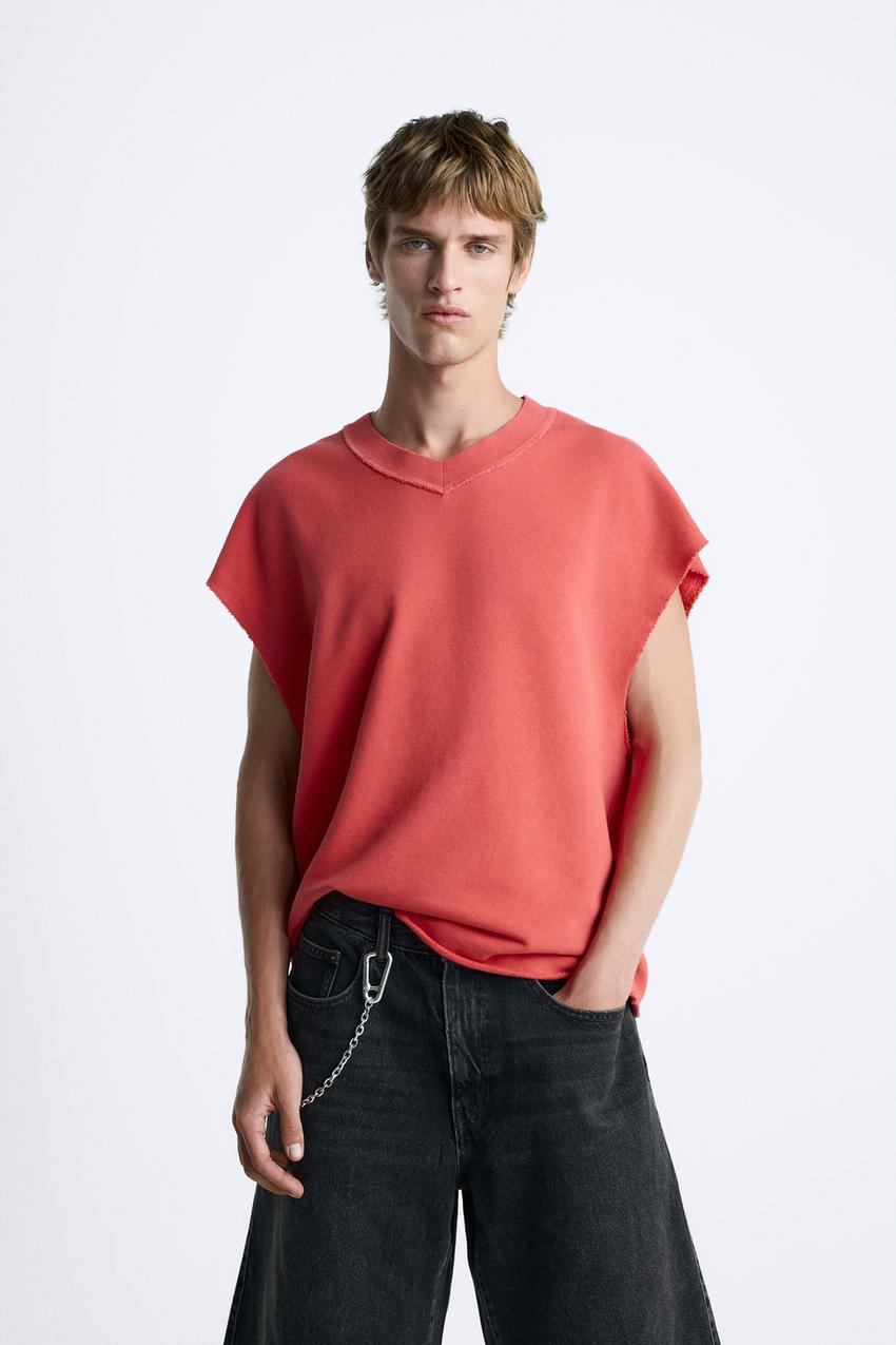 ウォッシュ加工タンクトップ - レッド | ZARA Japan / 日本 