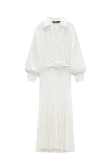 PLEATED MIDI DRESS