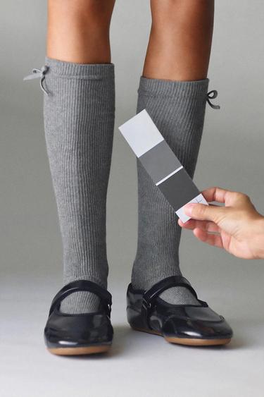 TWO-PACK OF KNEE-HIGH SOCKS WITH BOW - Black by Zara