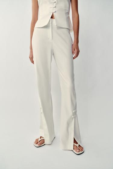 PANTALÓN BAJO ABERTURAS - Crudo de Zara
