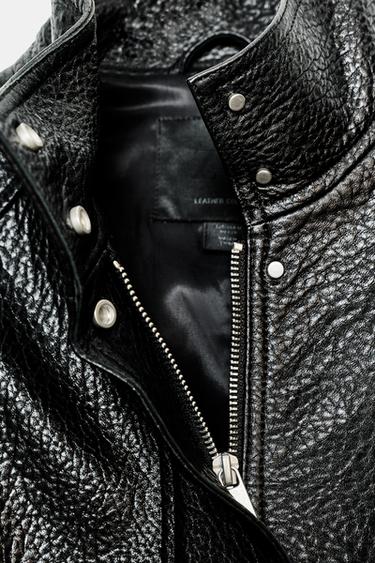 100% LEATHER BOMBER JACKET ZW COLLECTION LIMITED EDITION - Black by Zara - Image 5
