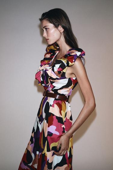 PRINTED POPLIN MIDI DRESS - Multicoloured by Zara - Image 5