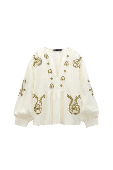 EMBROIDERED COTTON BLOUSE