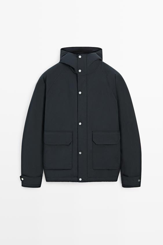 Zara Short quilted parka with pocket details - Navy blue - Image 0
