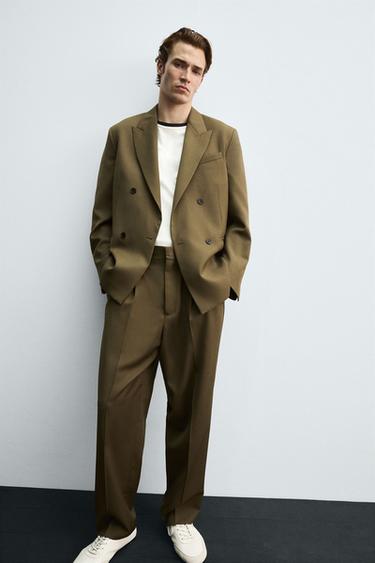 LIMITED EDITION SUIT TROUSERS WITH PLEATS - Dark olive by Zara