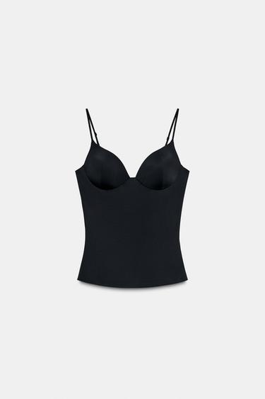 POLYAMIDE BLEND TOP - Black by Zara