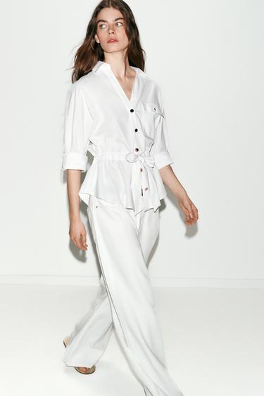 POPLIN SAFARI SHIRT - White by Zara