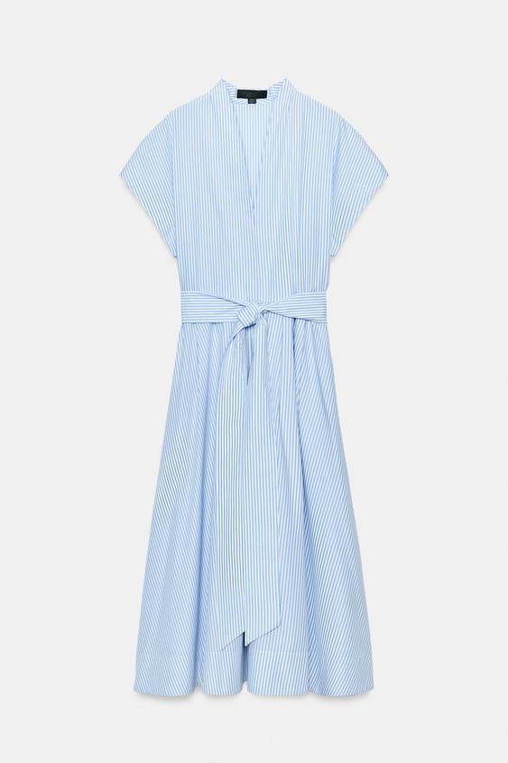 VESTIDO DE POPELINA ZW COLLECTION - Riscas da Zara - Imagem 0