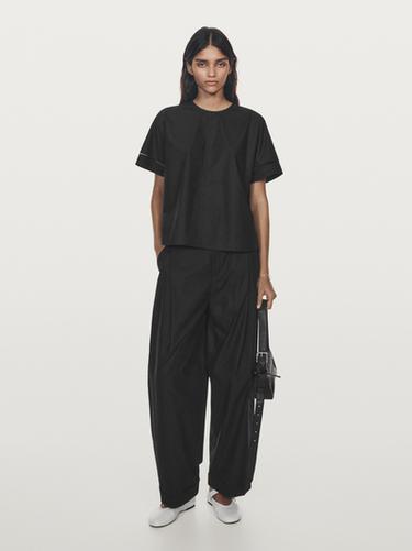 Zara Loose-fitting blouse with sleeve detail - Black