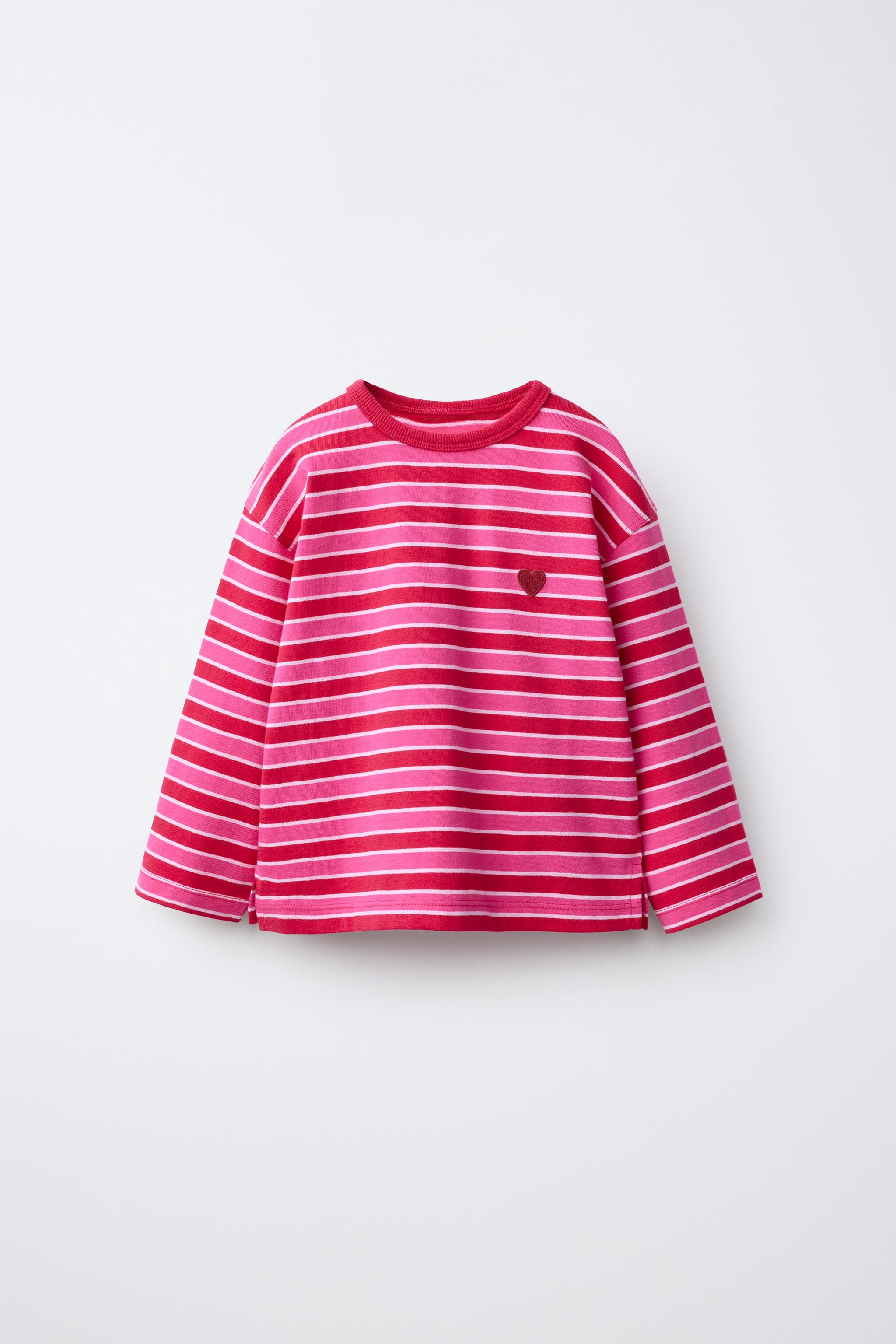 STRIPED HEART T-SHIRT — Red