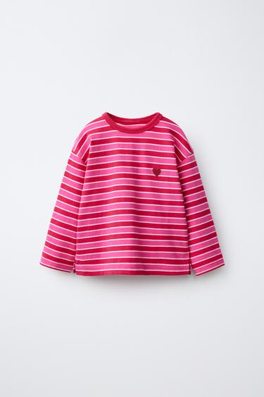 STRIPED HEART T-SHIRT - Red by Zara