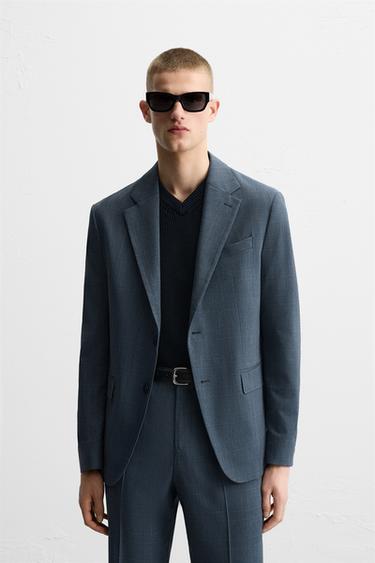 CHECKED SUIT BLAZER - Blue by Zara