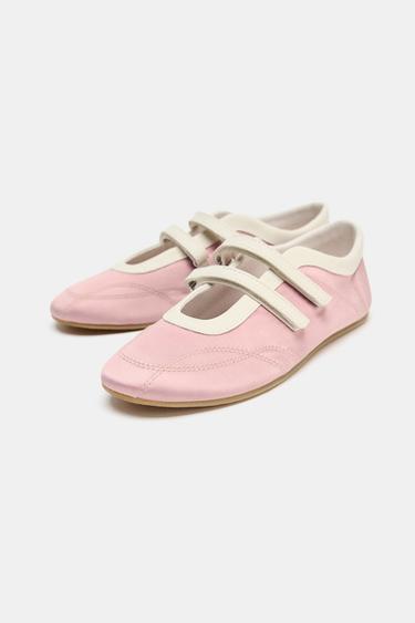 BALLERINES SURPIQÛRES EFFET SATINÉ - Rose de Zara - Image 3