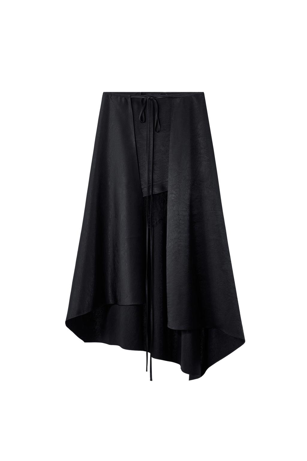 WRINKLED EFFECT LACE MIDI SKIRT - image 3