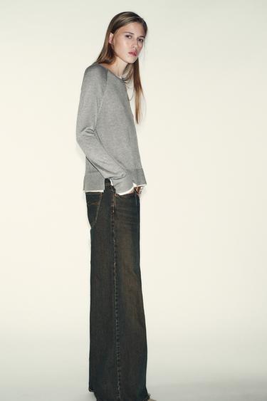 Zara DOUBLE KNIT SWEATER - Gray marl