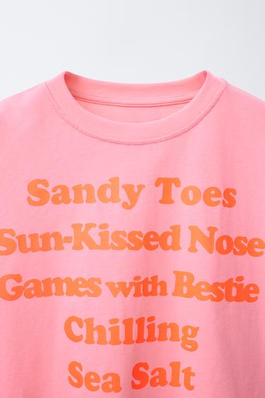 T-SHIRT WITH SLOGAN PRINT - Pink by Zara - Image 2
