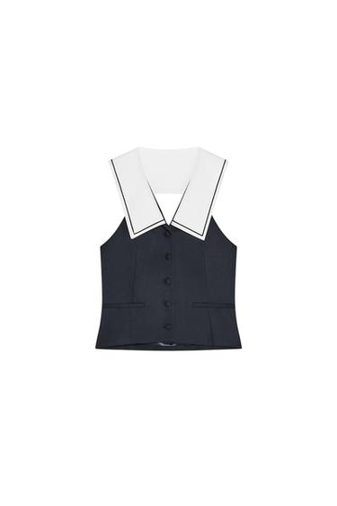 WESTEN-TOP MIT PASPELN - Dunkles Marineblau von Zara - Bild 0