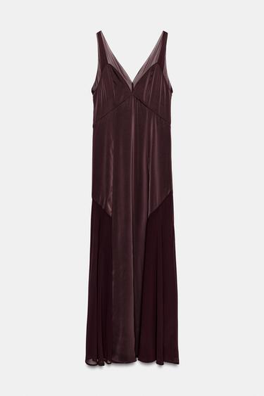 ROBE LONGUE SATINÉE ZW COLLECTION - GRENAT de Zara - Image 6