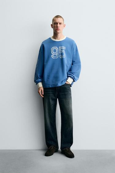 WASHED PRINTED T-SHIRT - Light blue by Zara