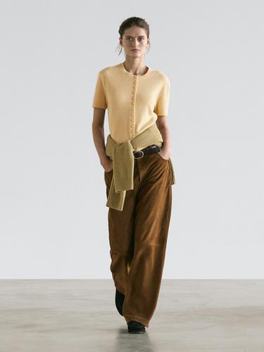 Cárdigan punto manga corta lana - Amarillo de Zara - Imagen 0