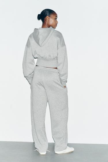 METALLIC THREAD CROP HOODIE - Grey marl by Zara - Image 4