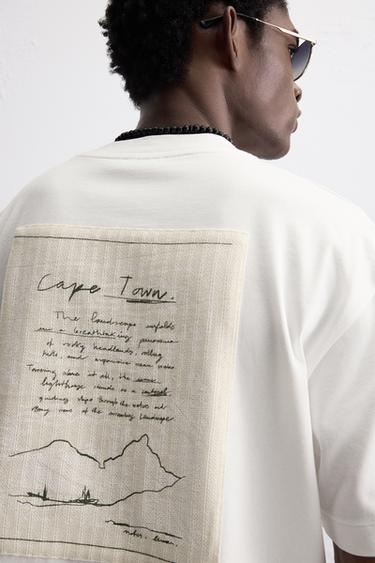 T-SHIRT À PIÈCE IMPRIMÉE - Blanc de Zara - Image 5