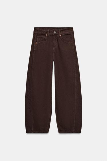 Z1975 BARREL ANKLE-LENGTH MID-WAIST JEANS - Brown by Zara - Image 8