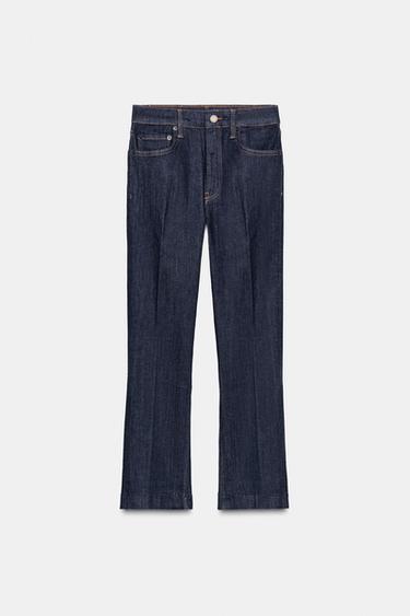Zara ZW COLLECTION MID-RISE BOOTCUT JEANS - Blue