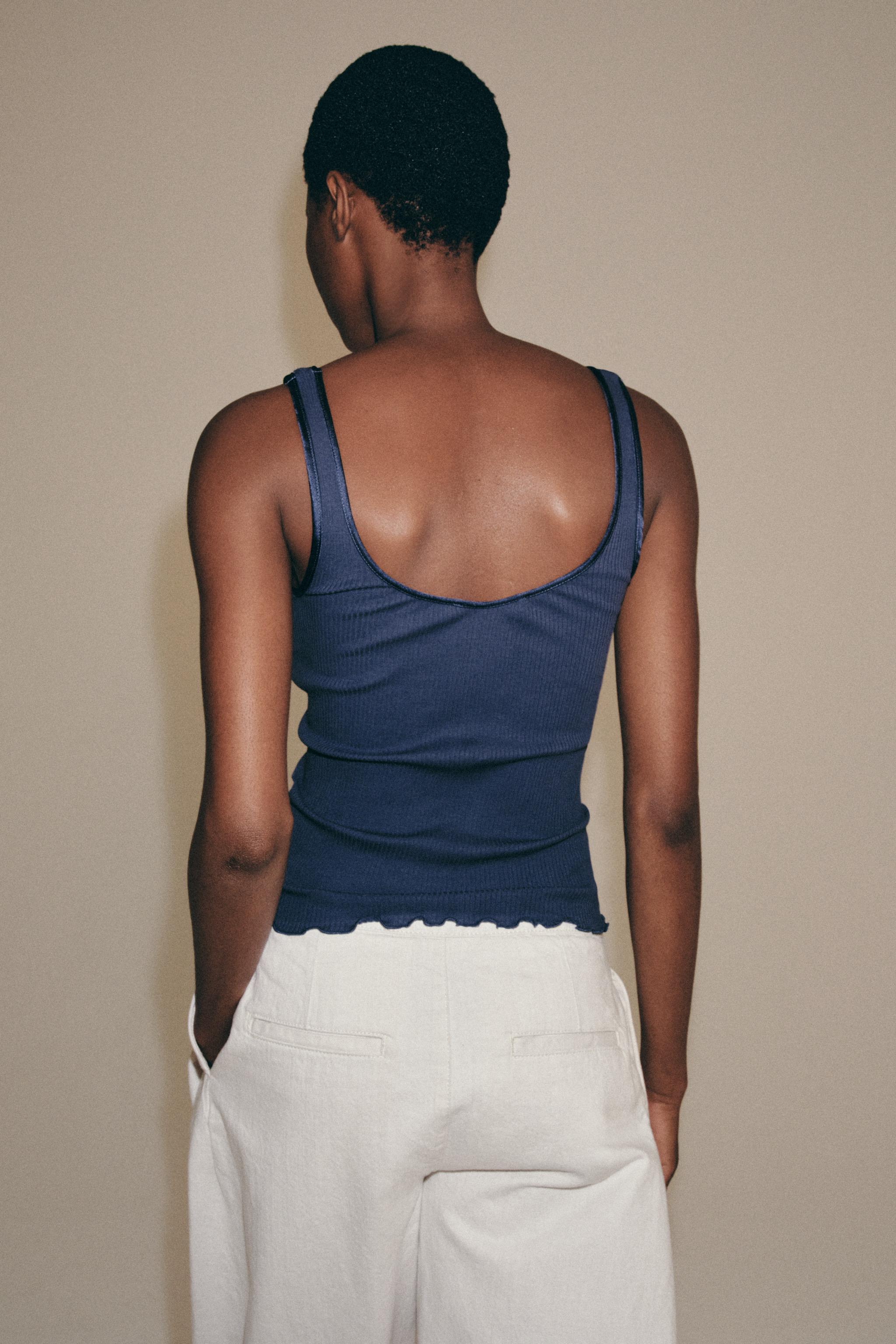 Женские топы Zara COTTON RIBBED TANK TOP — фото 3