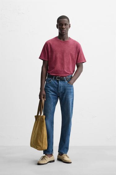 T-SHIRT DÉLAVÉ REGULAR FIT - Framboise de Zara - Image 0